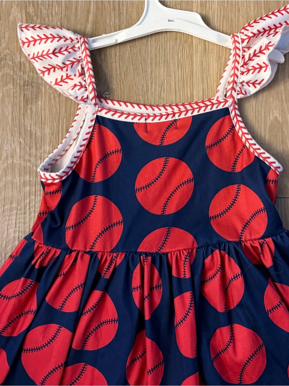 Pete & Lucy Girl's Size 4T Red & Navy Sundress With Baseball Pattern - Picture 6 of 7